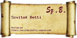 Szvitek Betti névjegykártya